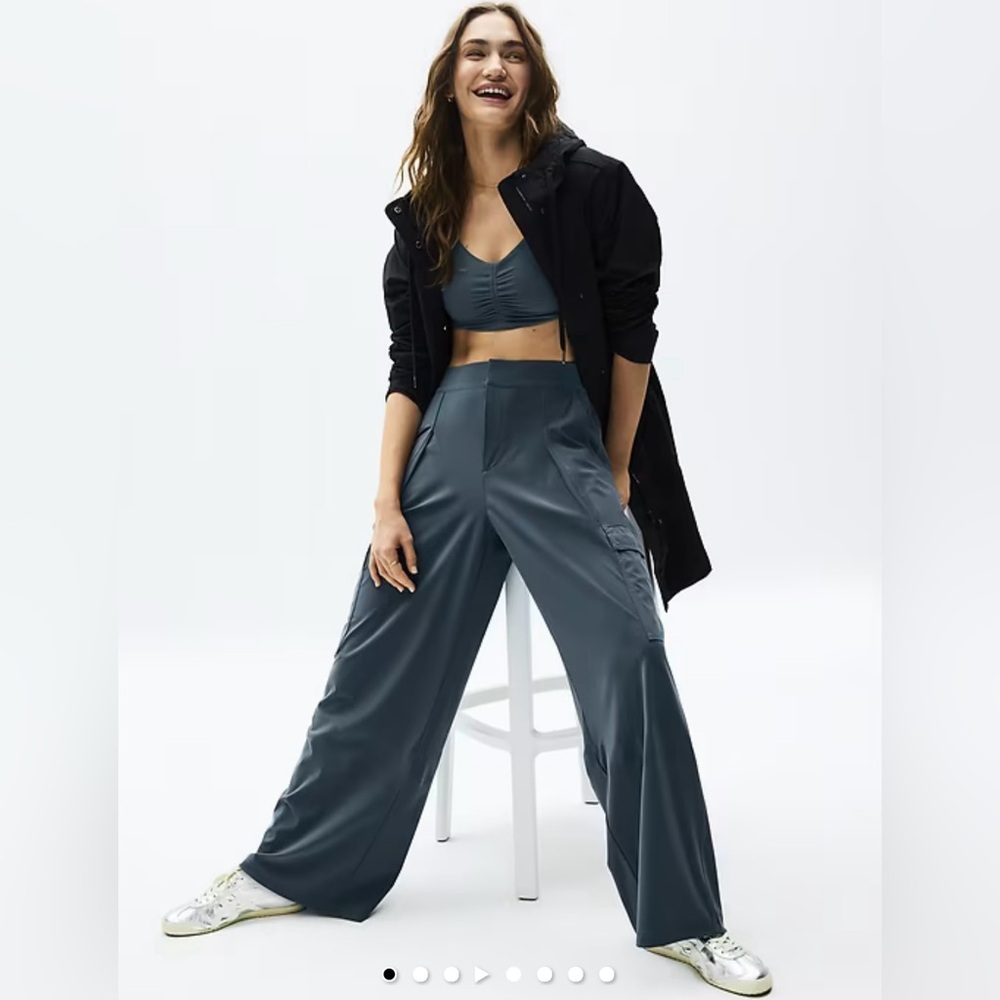 Athleta Wide-Leg Utility Trousers in Slate Blue